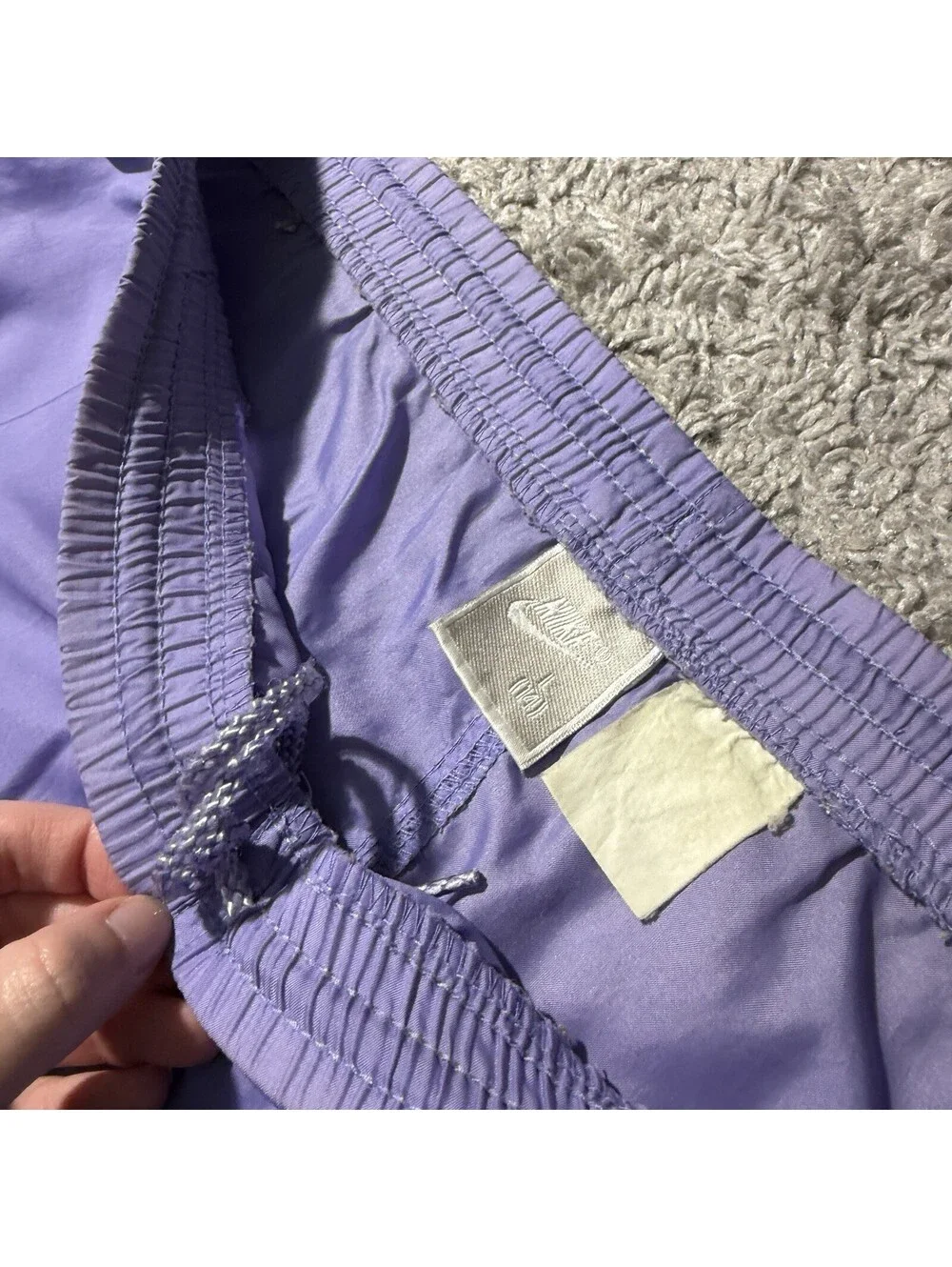 Vintage 90s Nike Nylon Track Pants Womens L Purple Ankle Zip Windbreaker VTG